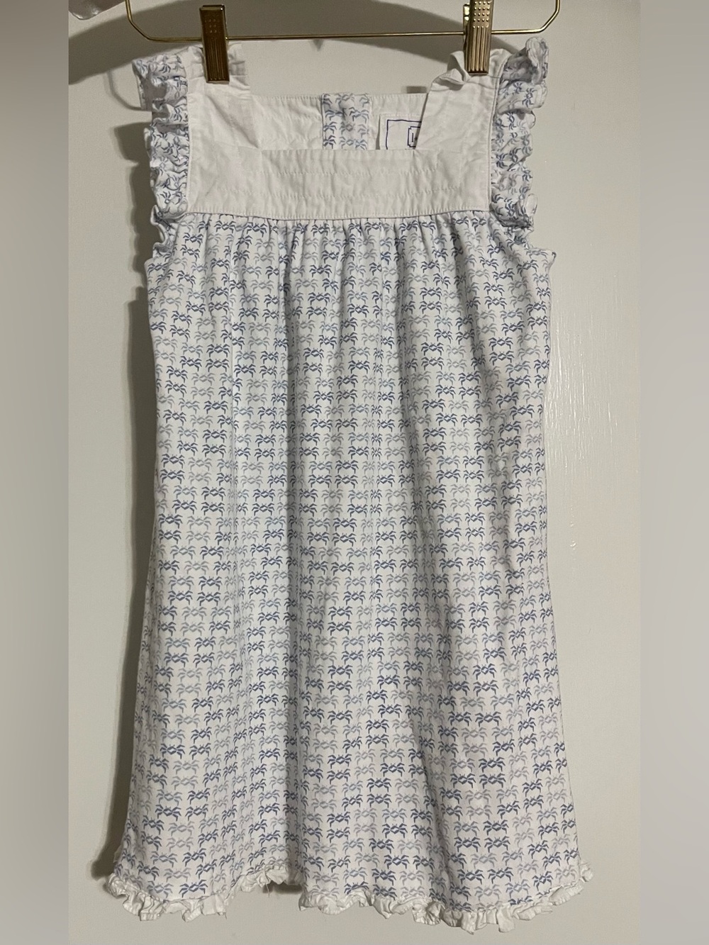 Lila And Hayes Size 5 Girls Lined Dress, Blue & White, 100% Pima Cotton